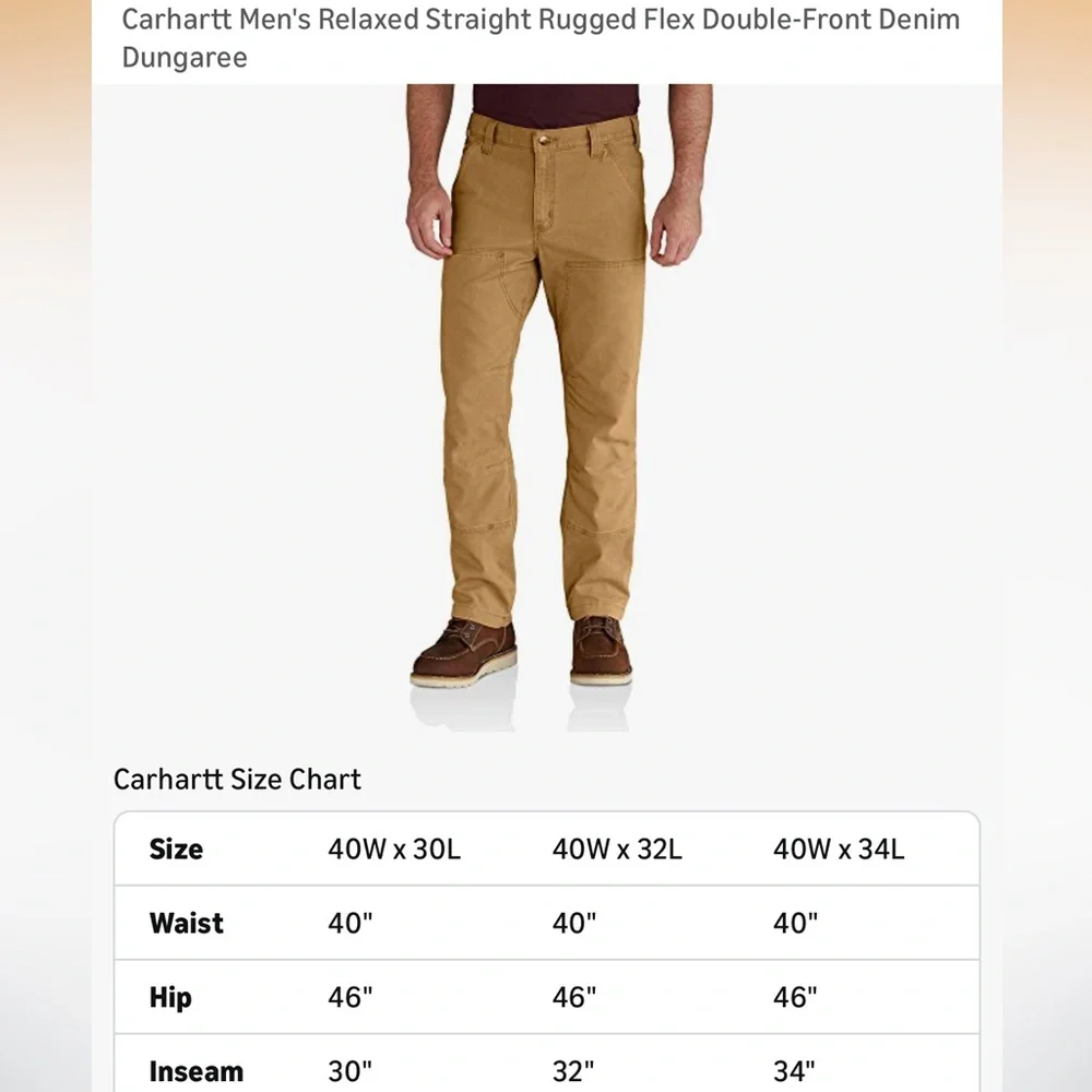Carhartt Full Swing Relaxed Fit canvas Pant 40x32 Men's - Picture 5 of 15